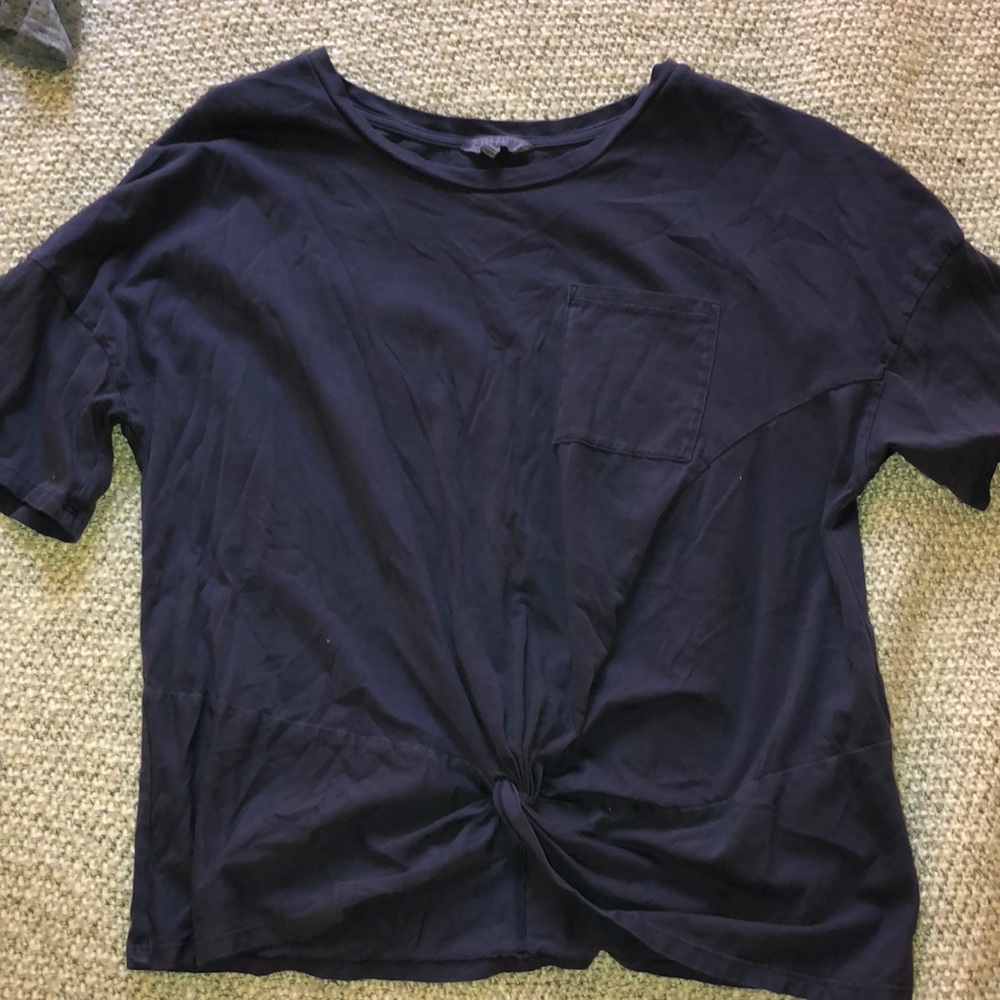 lucky brand navy blue cropped tshirt